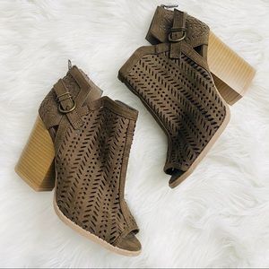 Charlotte Russe Laser Cut Peep Toe Ankle Booties